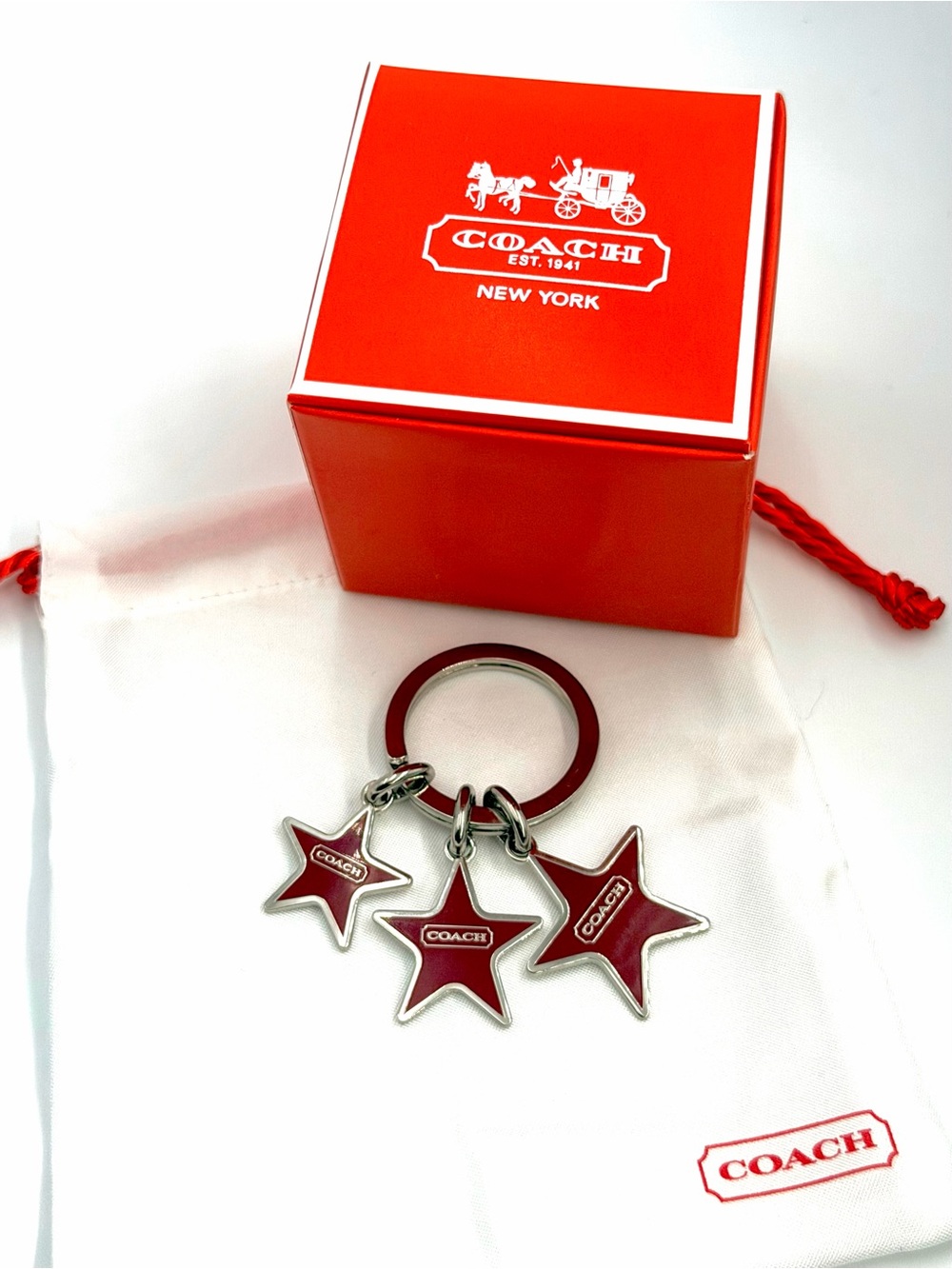AUTHENTIC VINTAGE Y2K COACH TRIPLE STAR BAG CHARM / KEYCHAIN